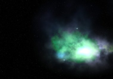 Uzayda bir yıldız alanı ve bir nebula