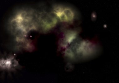 Uzayda bir yıldız alanı ve bir nebula