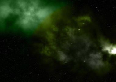 Uzayda bir yıldız alanı ve bir nebula