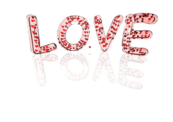 Ordet kärlek gjort från hjärtan symboler. — Stockfoto