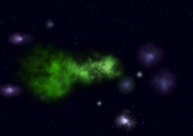 Uzayda bir yıldız alanı ve bir nebula