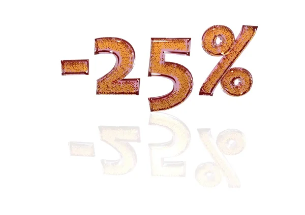 Надпись минус 25 процентов с набором знаков процента. — стоковое фото