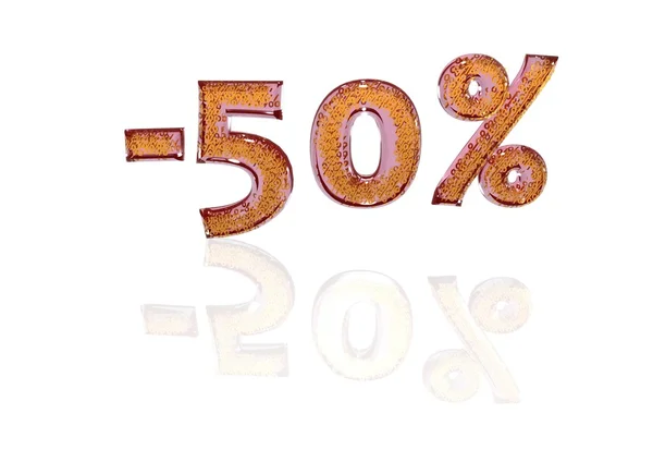 Inscription minus 50 percent with a set of signs of percent in it — Stock Photo, Image