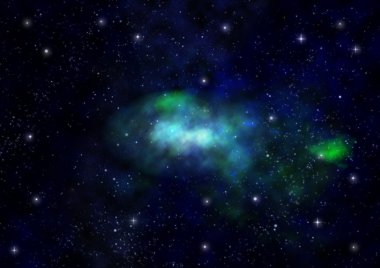 Uzayda bir yıldız alanı ve bir nebula