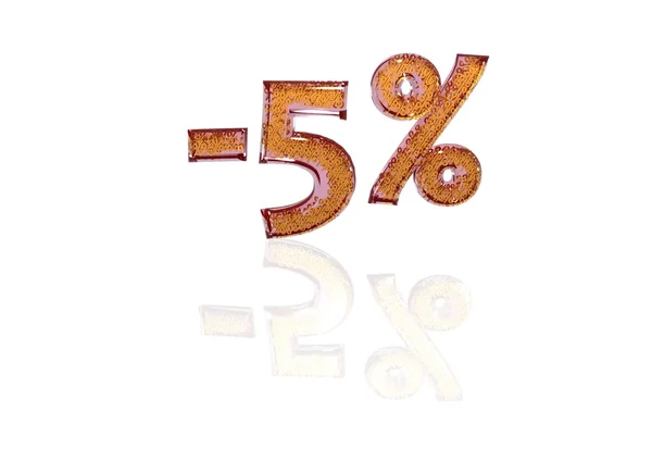 Inscripción menos 5 por ciento con un conjunto de signos de porcentaje en ella — Foto de Stock