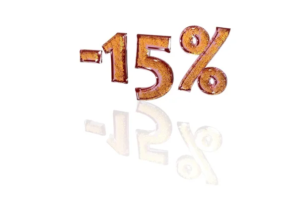 Inscripción menos 15 por ciento con un conjunto de signos de porcentaje en ella — Foto de Stock