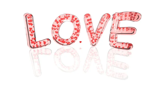Wort Liebe aus Herzsymbolen. — Stockfoto