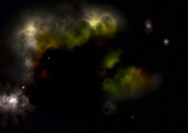 Uzayda bir yıldız alanı ve bir nebula
