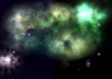 Uzayda bir yıldız alanı ve bir nebula