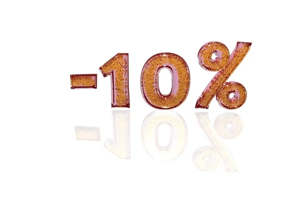 Inscrição menos 10 por cento com um conjunto de sinais de por cento nele — Fotografia de Stock