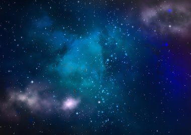 Uzayda bir yıldız alanı ve bir nebula