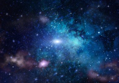 Uzayda bir yıldız alanı ve bir nebula