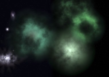 Uzayda bir yıldız alanı ve bir nebula