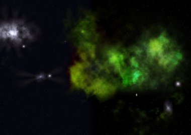 Uzayda bir yıldız alanı ve bir nebula