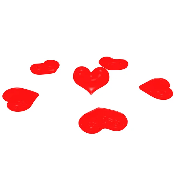 Coeurs rouges de Saint-Valentin. rendu tridimensionnel . — Photo