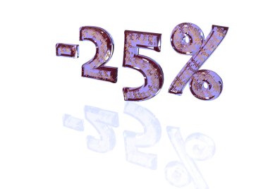 Bu yüzde eksi yüzde 25 ile işaretler bir dizi yazıt