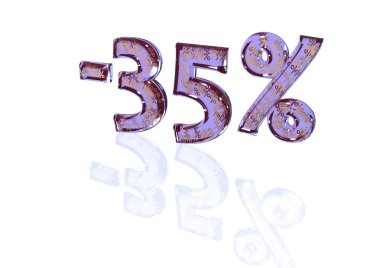 Bu yüzde eksi işaretleri bir dizi ile yüzde 35'i yazıt