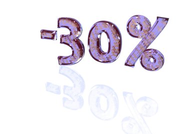 Bu yüzde eksi işaretleri bir dizi ile yüzde 30'i yazıt