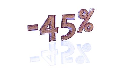 Bu yüzde eksi işaretleri bir dizi ile yüzde 45'i yazıt