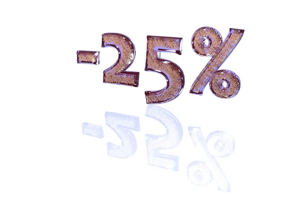 Inscripción menos 25 por ciento con un conjunto de signos de porcentaje en ella — Foto de Stock