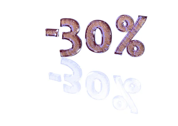 Надпись минус 30 процентов с набором знаков процента. — стоковое фото