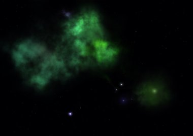 Uzayda bir yıldız alanı ve bir nebula