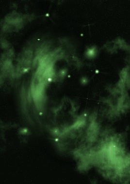 Uzayda bir yıldız alanı ve bir nebula