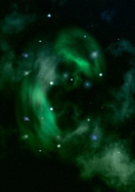 Uzayda bir yıldız alanı ve bir nebula