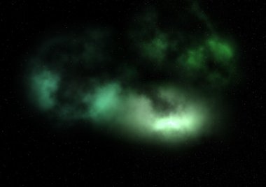 Uzayda bir yıldız alanı ve bir nebula