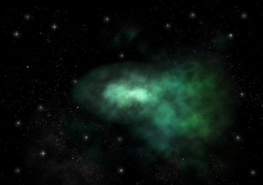 Uzayda bir yıldız alanı ve bir nebula