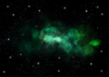 Uzayda bir yıldız alanı ve bir nebula