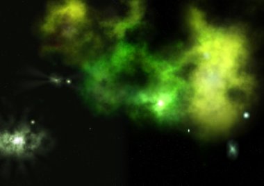 Uzayda bir yıldız alanı ve bir nebula