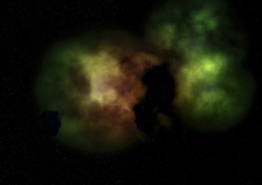 Uzayda bir yıldız alanı ve bir nebula
