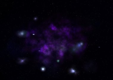 Uzayda bir yıldız alanı ve bir nebula