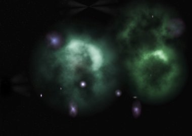 Uzayda bir yıldız alanı ve bir nebula