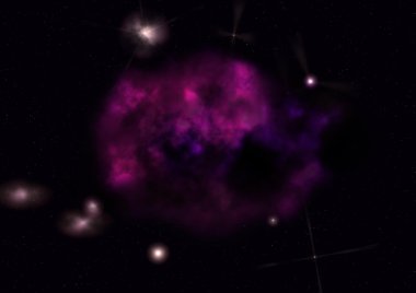 Uzayda bir yıldız alanı ve bir nebula