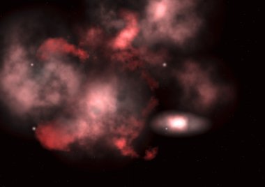 Uzayda bir yıldız alanı ve bir nebula