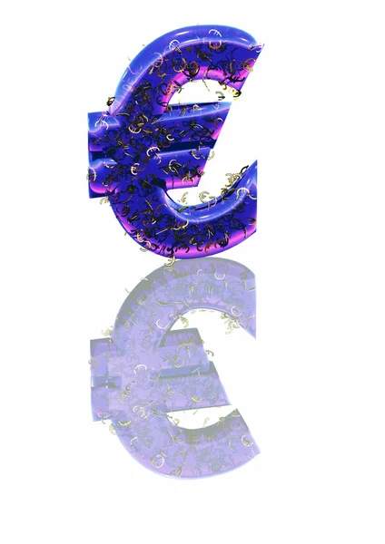 Gran signo de euro azul tridimensional —  Fotos de Stock