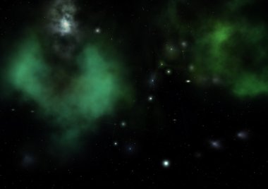 Uzayda bir yıldız alanı ve bir nebula