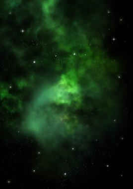 Uzayda bir yıldız alanı ve bir nebula