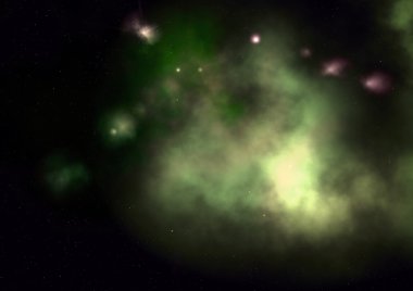 Uzayda bir yıldız alanı ve bir nebula