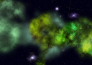 Uzayda bir yıldız alanı ve bir nebula