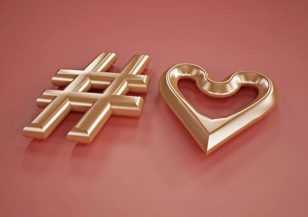 Iscrizione dimensionale del cuore hashtag — Foto Stock