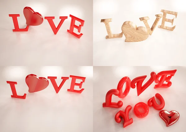 Dimensional inscription of LOVE set of pictures — Stock Photo, Image