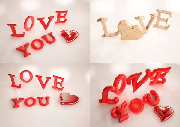 Inscription of LOVE You set of pictures — Stock Photo, Image