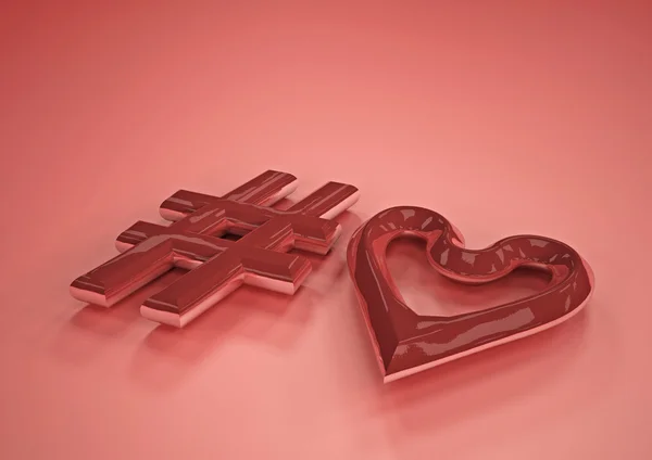 Dimensional inscription of hashtag heart — Stock Photo, Image
