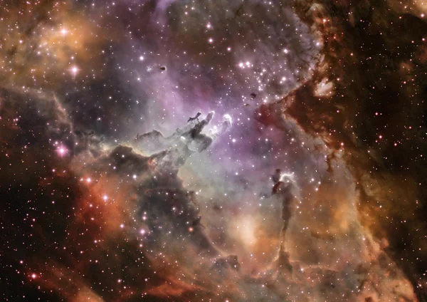 Campo stellare nello spazio e nebulose — Foto Stock