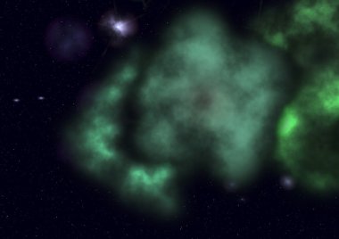 Uzayda bir yıldız alanı ve bir nebula