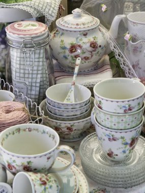 Lovely vintage porcelain tea cups clipart