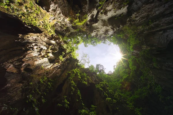Niesamowite Głęboka Jaskinia Kuala Lumpur Malezja Podłoże Otworu Opadającymi Punktami — Zdjęcie stockowe